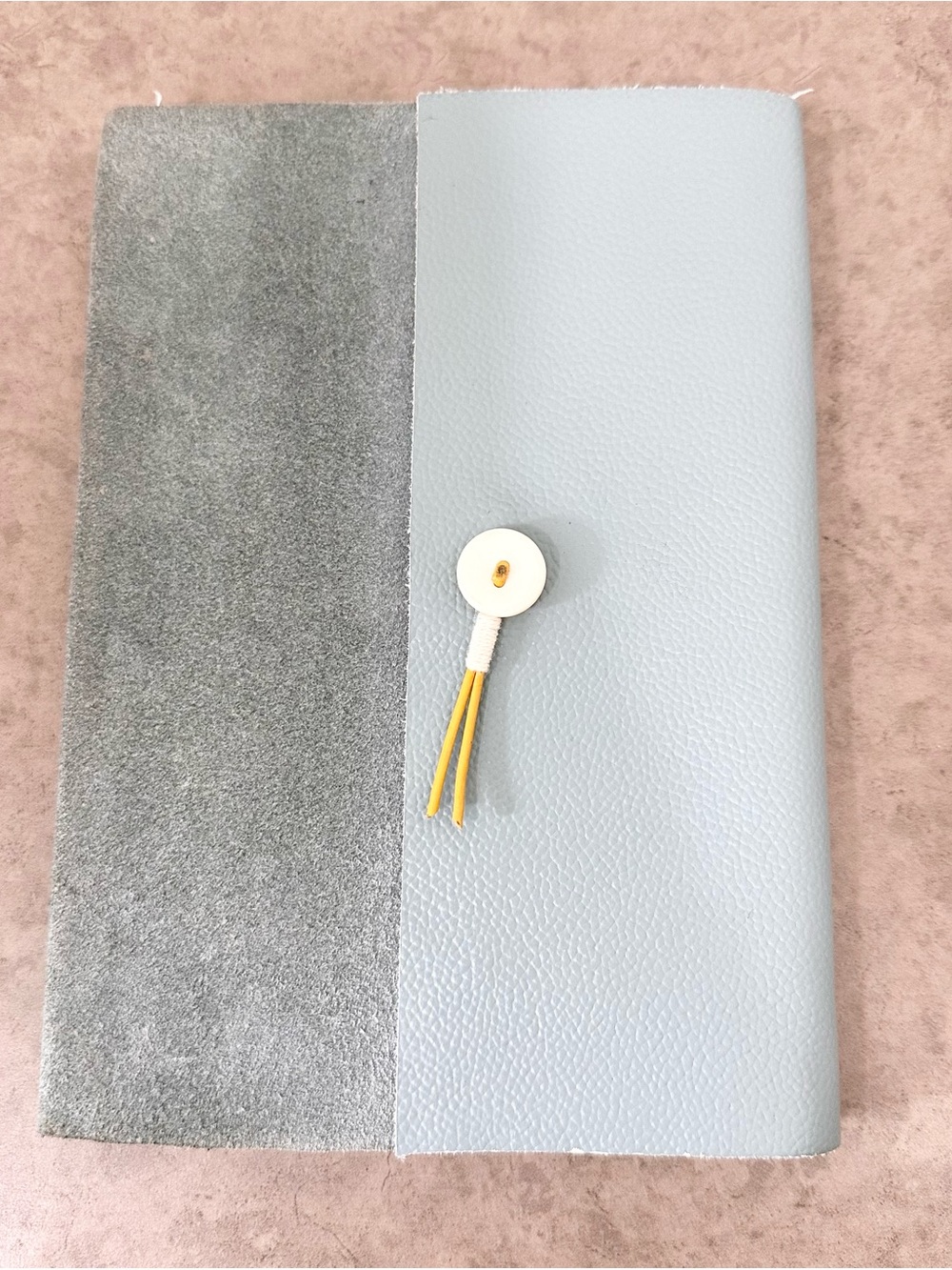 ANTHROPOLOGY Blue Grey Leather Journal Notebook Cream Pages Tassel 9 X 6.5 X 1”
